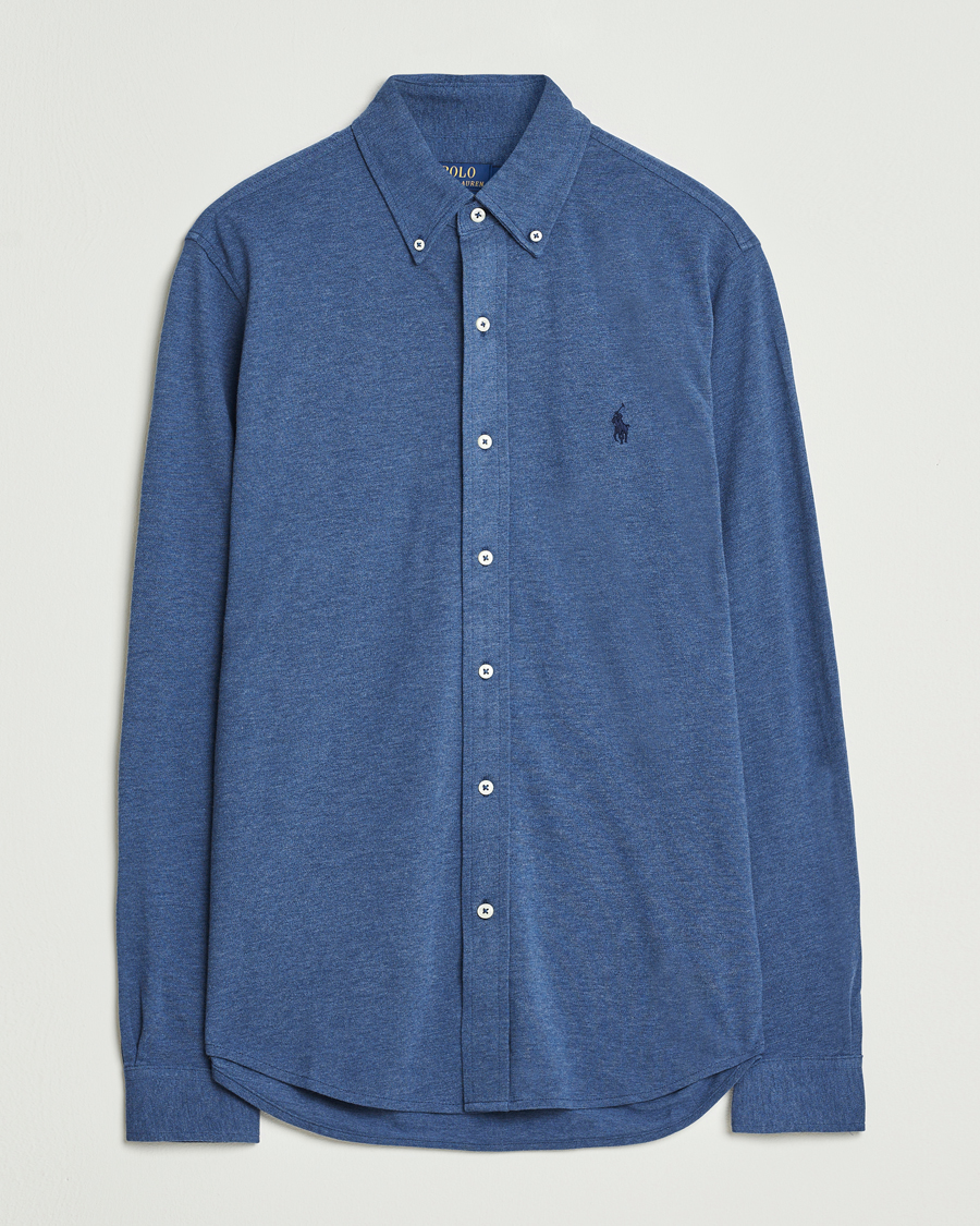 Men | Shirts | Polo Ralph Lauren | Featherweight Mesh Shirt Derby Blue Heather