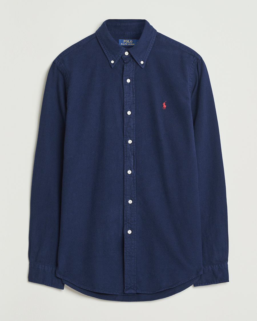 Men | Shirts | Polo Ralph Lauren | Custom Fit Brushed Flannel Shirt Newport Navy