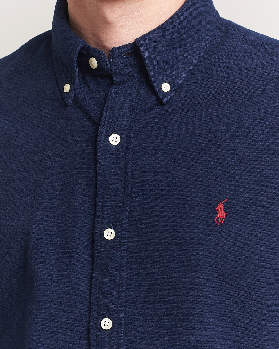 Men | Shirts | Polo Ralph Lauren | Custom Fit Brushed Flannel Shirt Newport Navy