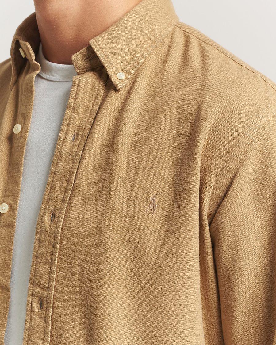 Men | Shirts | Polo Ralph Lauren | Custom Fit Brushed Flannel Shirt RL Khaki