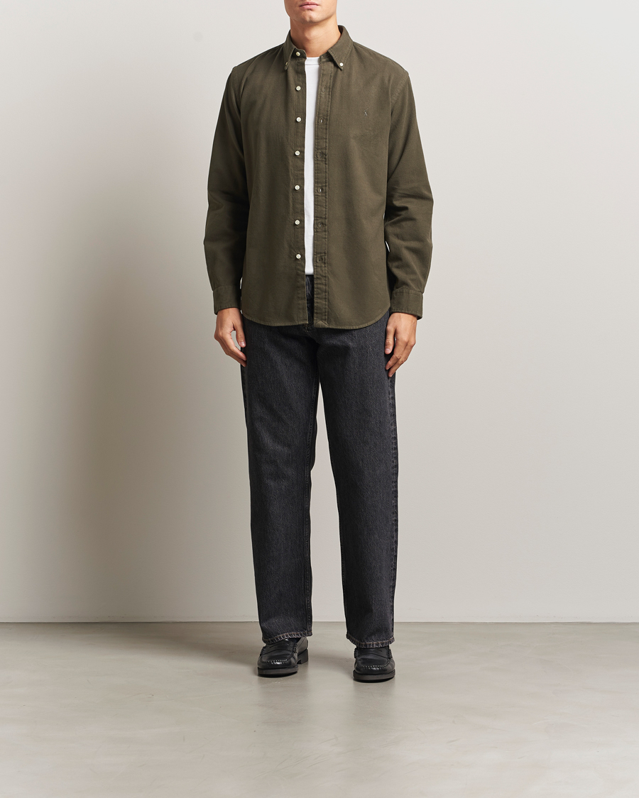 Men | Shirts | Polo Ralph Lauren | Custom Fit Brushed Flannel Shirt Ranger Green