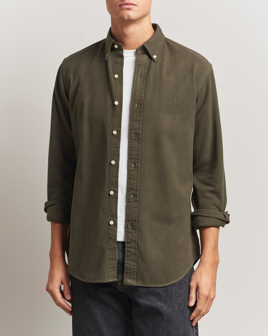 Polo Ralph Lauren Custom Fit Brushed Flannel Shirt Ranger Green at