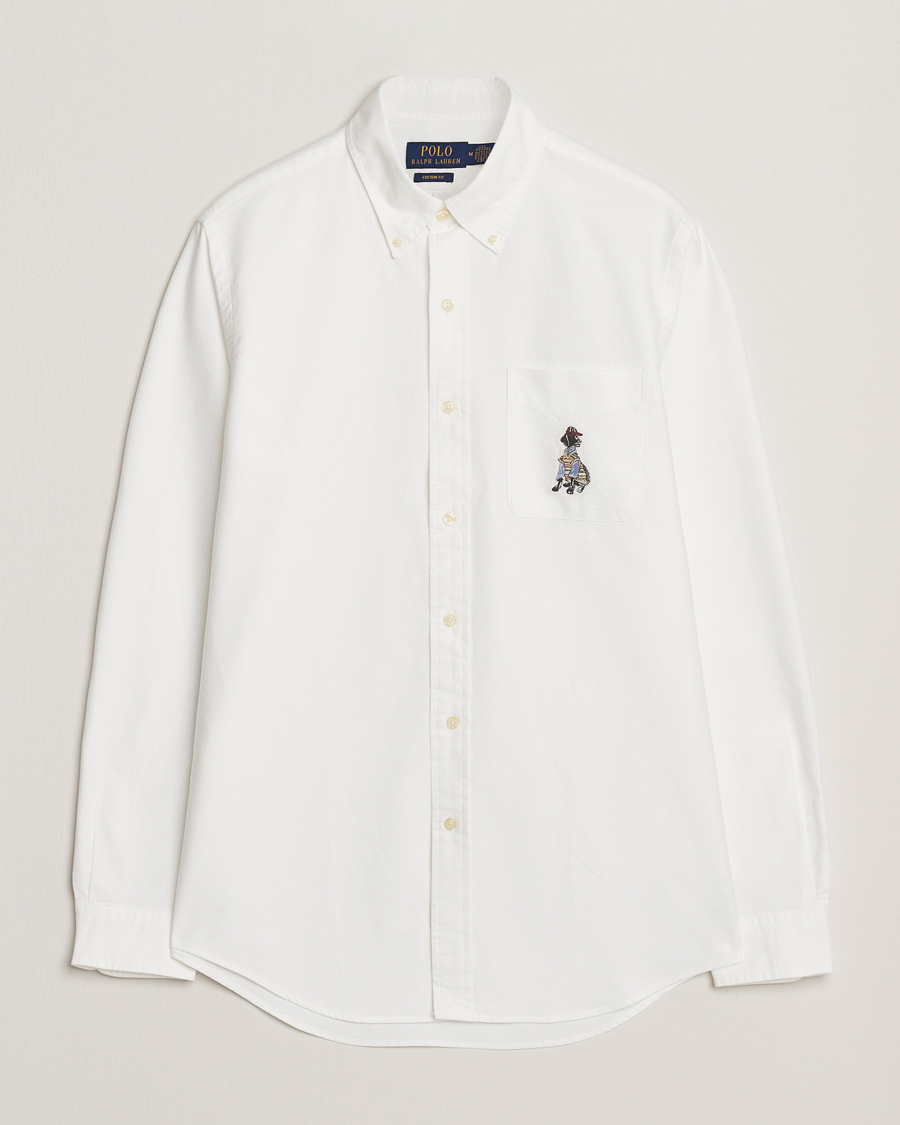 Men | Shirts | Polo Ralph Lauren | Custom Fit Dog Pocket Oxford Shirt White Black Lab
