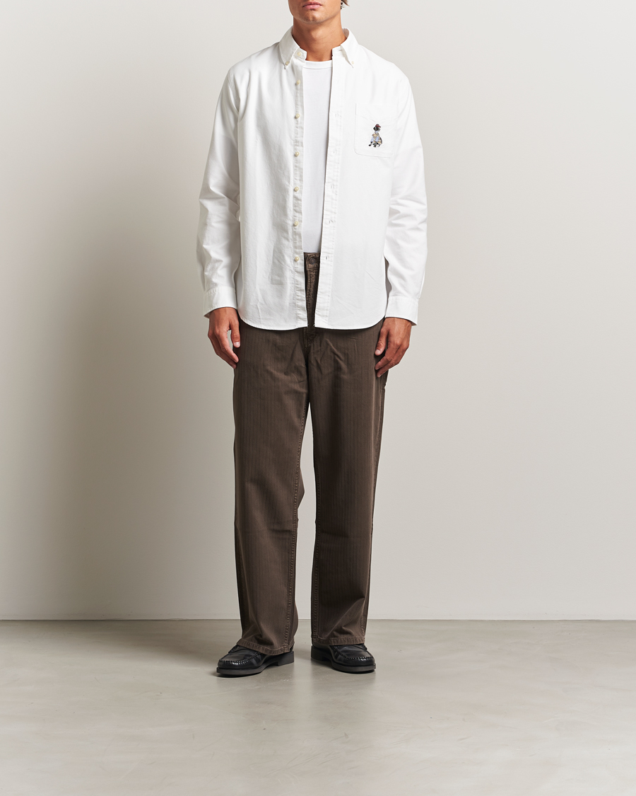 Men | Shirts | Polo Ralph Lauren | Custom Fit Dog Pocket Oxford Shirt White Black Lab