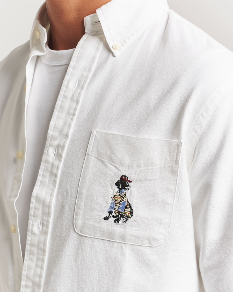 Men | Shirts | Polo Ralph Lauren | Custom Fit Dog Pocket Oxford Shirt White Black Lab