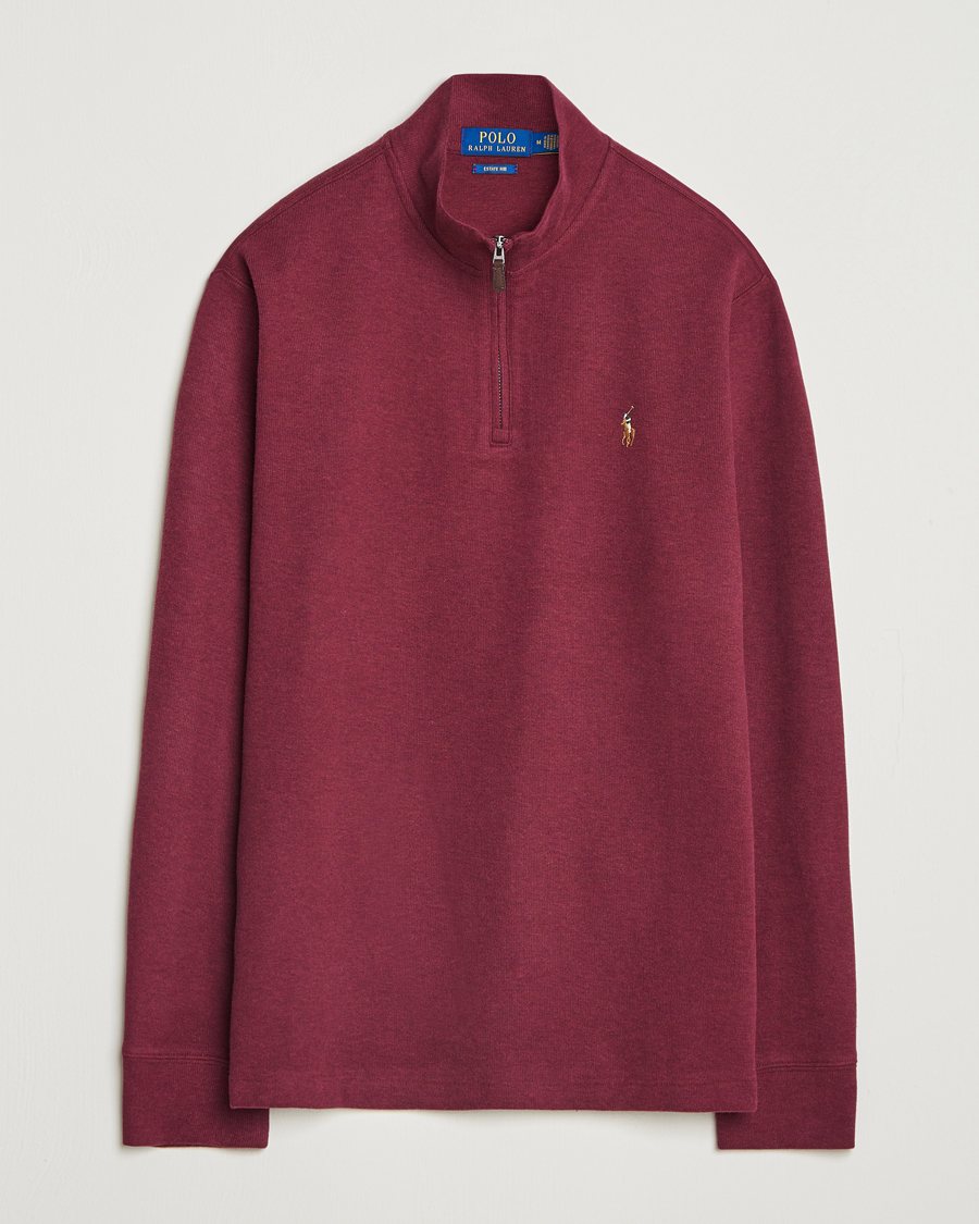 Men | Sweaters & Knitwear | Polo Ralph Lauren | Double Knit Jaquard Half Zip Sweater Wine Heather