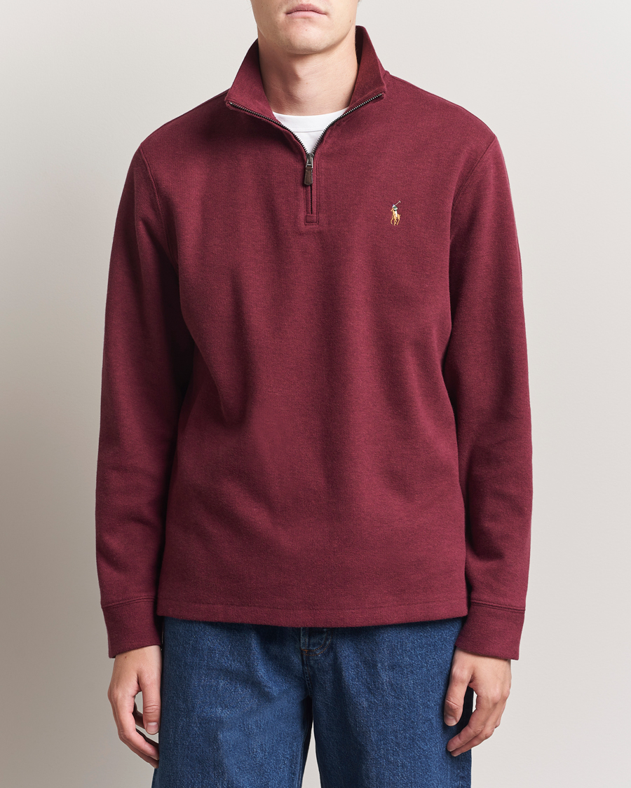 Polo Ralph Lauren Double Knit Jaquard Half Zip Sweater Wine