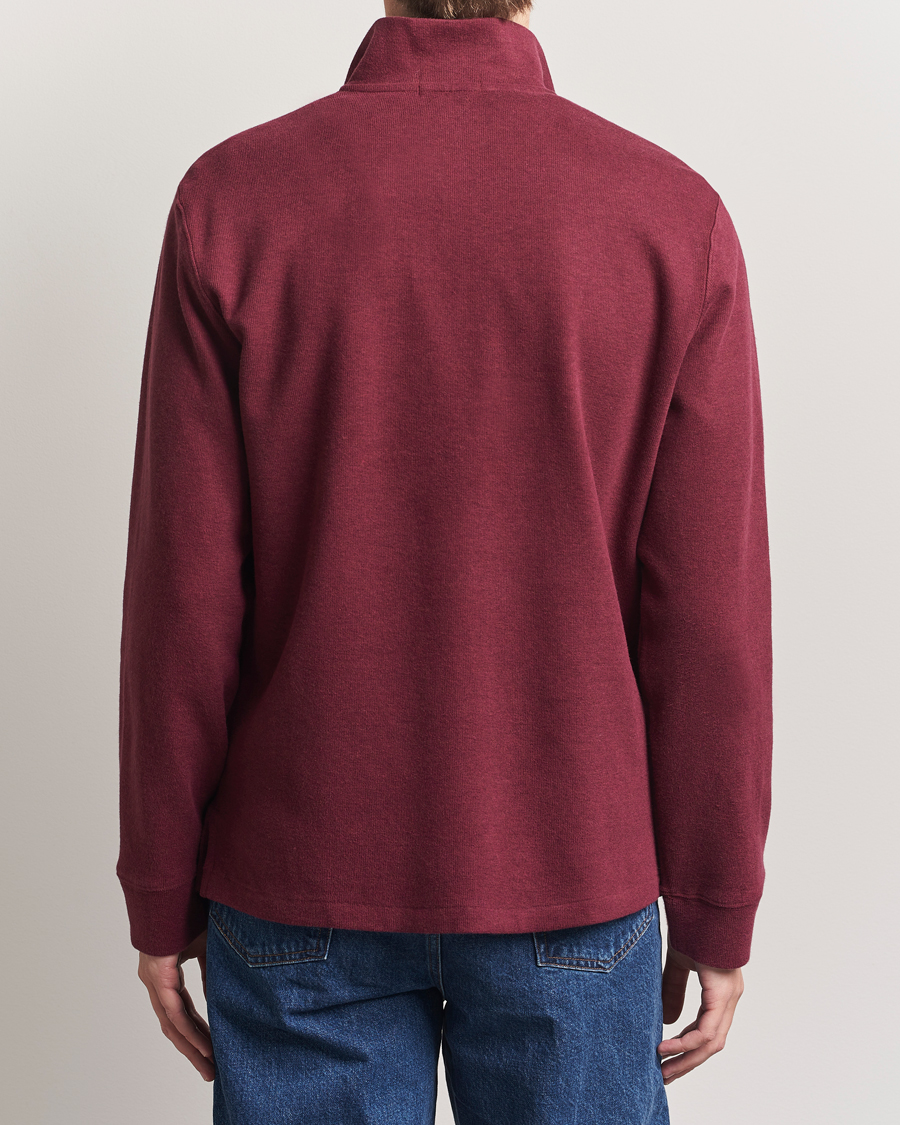 Men | Sweaters & Knitwear | Polo Ralph Lauren | Double Knit Jaquard Half Zip Sweater Wine Heather