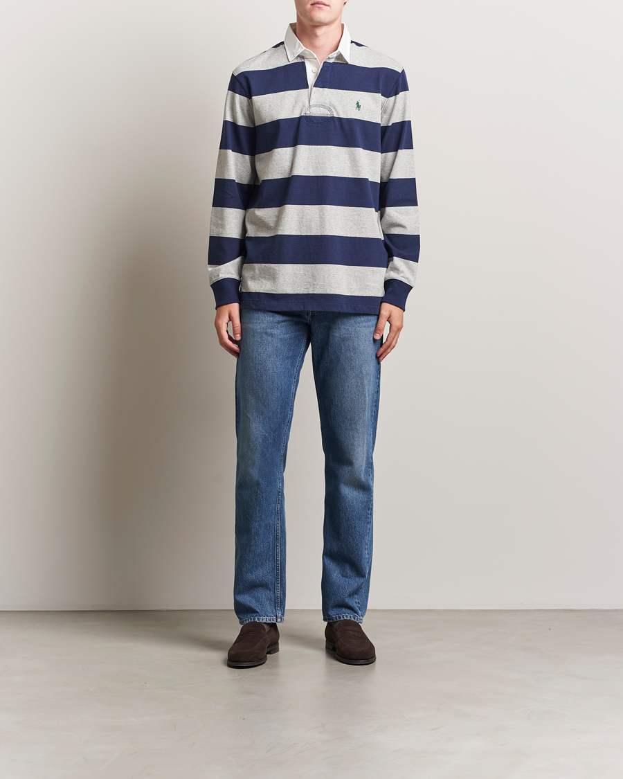 Men | Sweaters & Knitwear | Polo Ralph Lauren | Jersey Striped Rugger Navy/Andover Heather