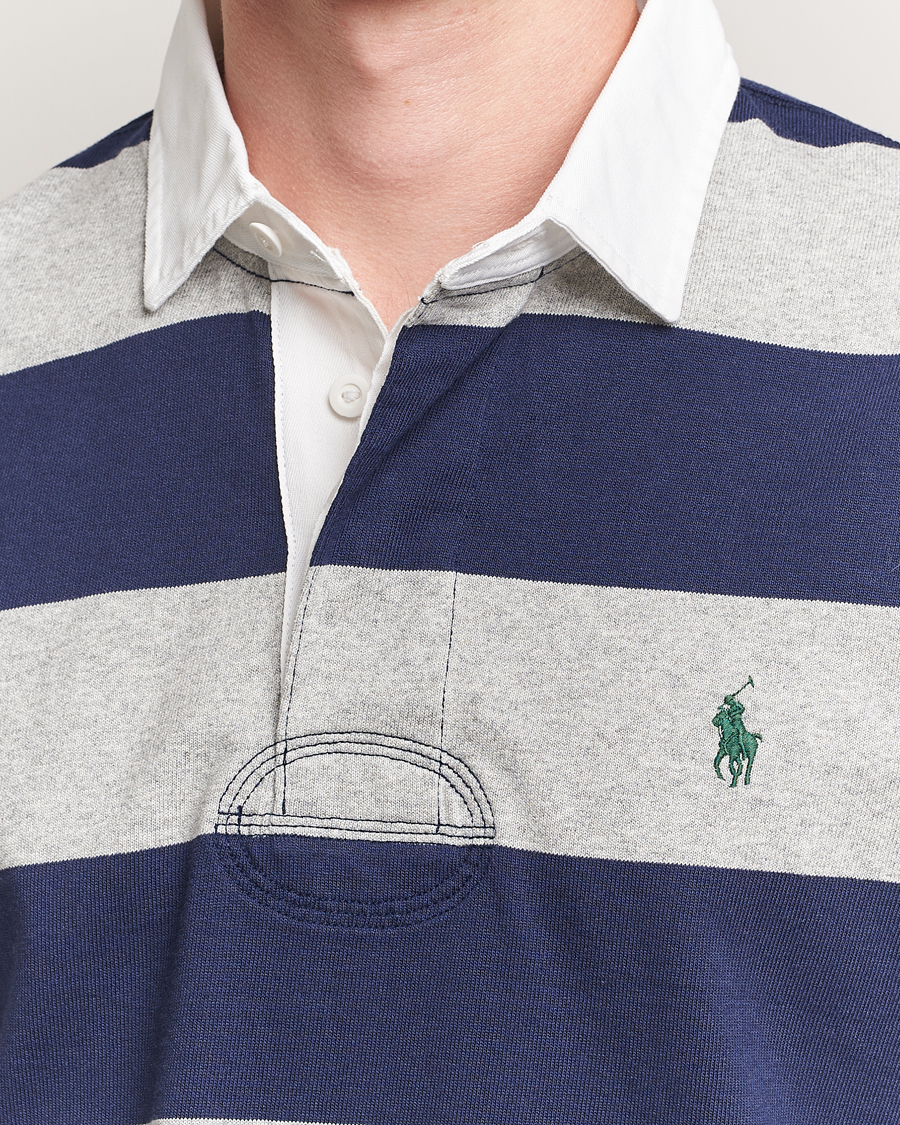 Men | Sweaters & Knitwear | Polo Ralph Lauren | Jersey Striped Rugger Navy/Andover Heather