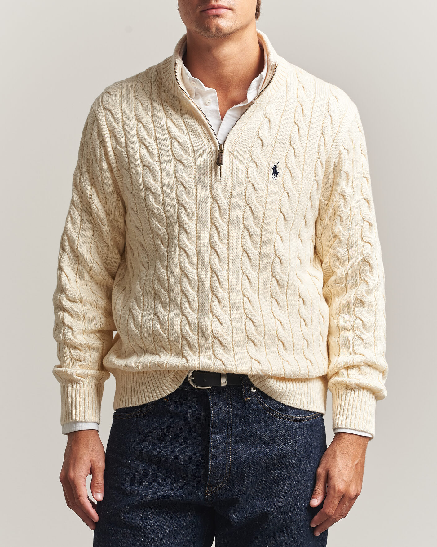 Polo Ralph Lauren Cotton Cable Half Zip Andover Cream at
