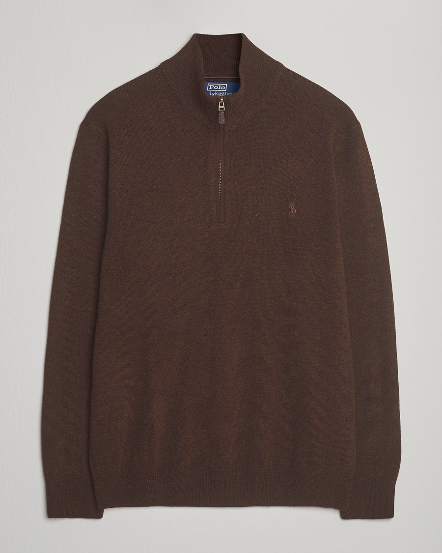 Polo Ralph Lauren Merino Half-Zip Sweater Cacao Brown Heather at