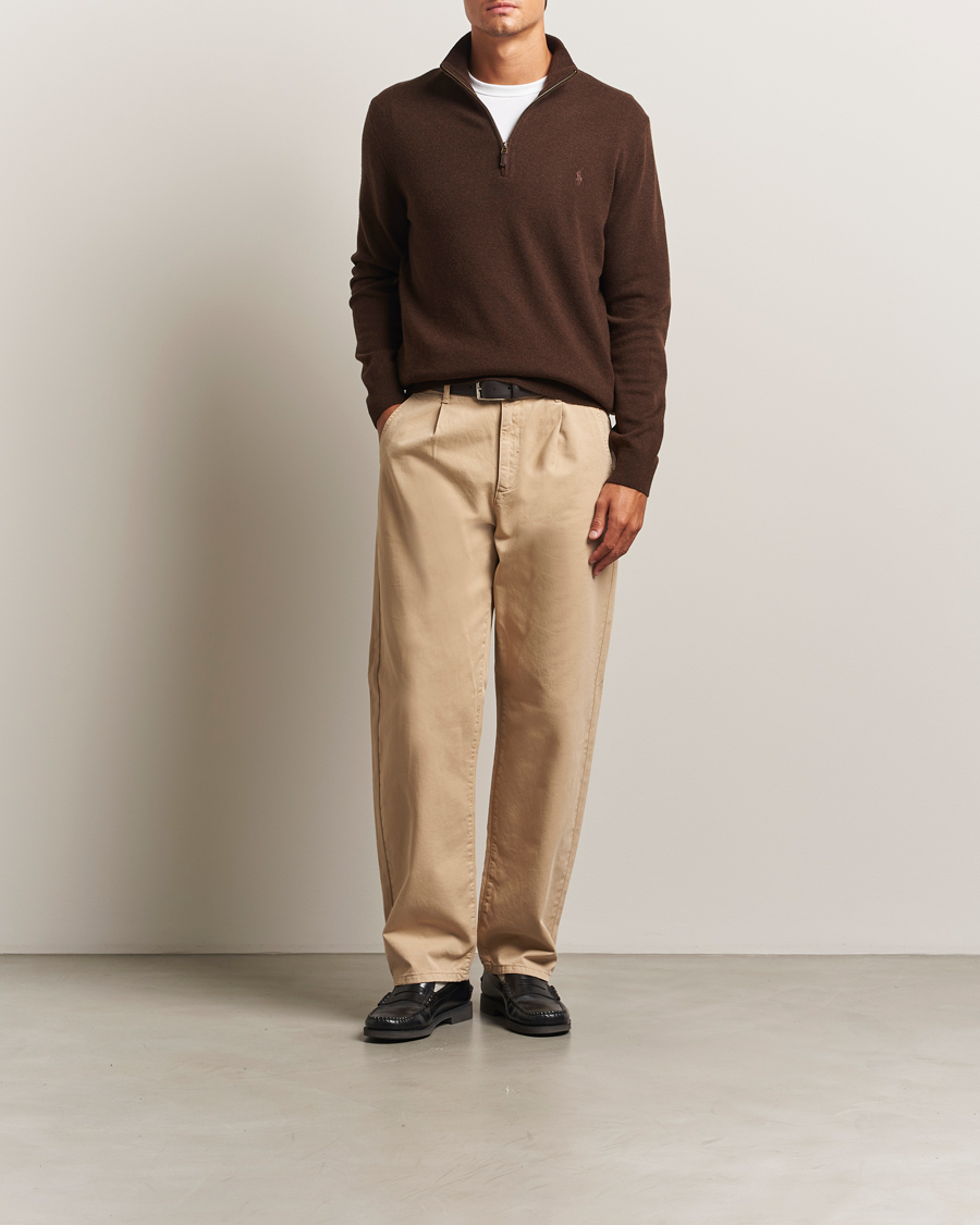 Polo Ralph Lauren Merino Half-Zip Sweater Cacao Brown Heather at