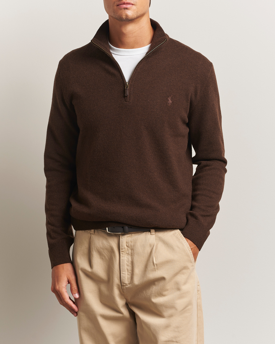 Polo Ralph Lauren Merino Half-Zip Sweater Cacao Brown Heather at