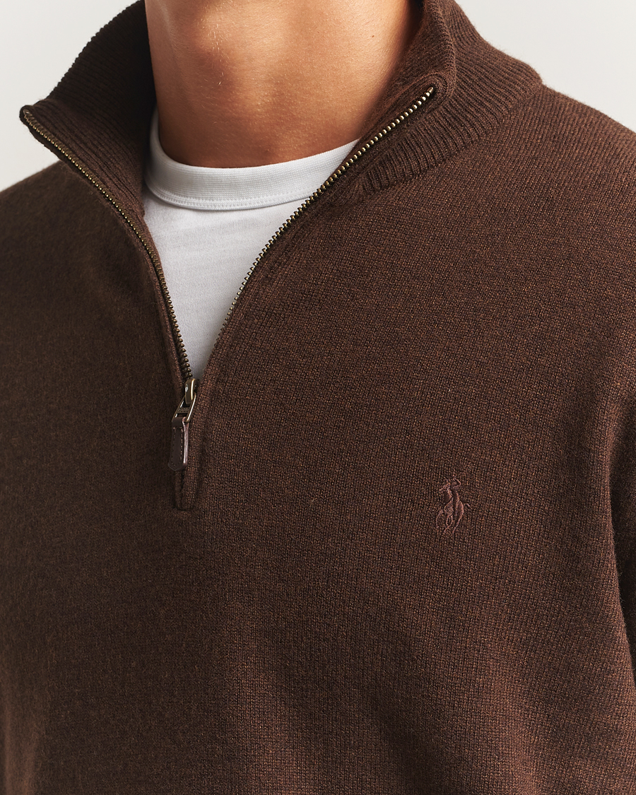 Polo Ralph Lauren Merino Half-Zip Sweater Cacao Brown Heather at