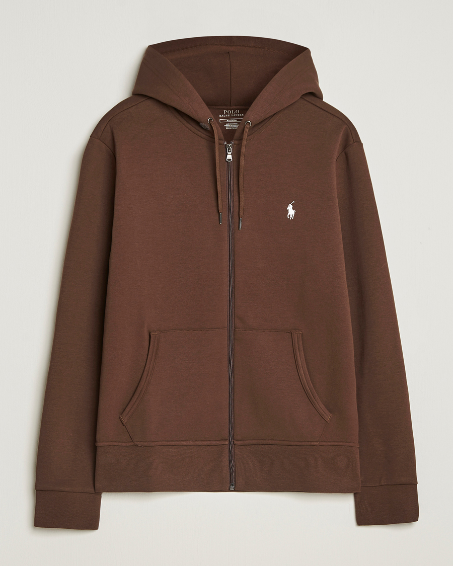 Polo Ralph Lauren Double Knitted Full-Zip Hoodie Branch Brown at