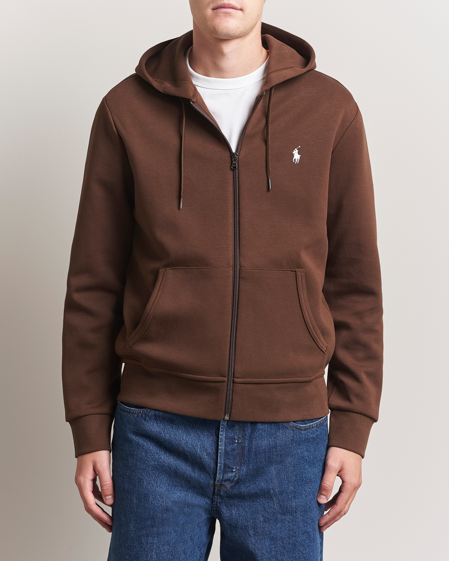 Polo Ralph Lauren Double Knitted Full-Zip Hoodie Branch Brown at