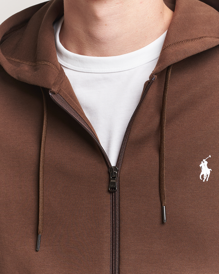 Polo Ralph Lauren Double Knitted Full-Zip Hoodie Branch Brown at