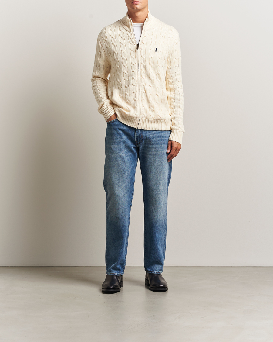 Men | Sweaters & Knitwear | Polo Ralph Lauren | Cotton Cable Full Zip Andover Cream