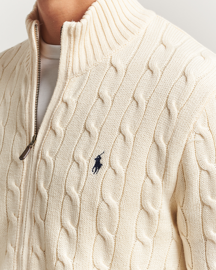 Men | Sweaters & Knitwear | Polo Ralph Lauren | Cotton Cable Full Zip Andover Cream
