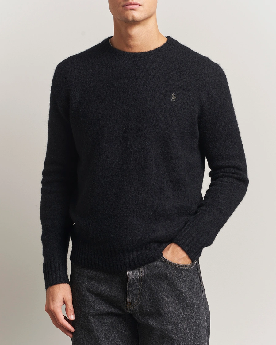 Men | Sweaters & Knitwear | Polo Ralph Lauren | Alpaca Crew Neck Sweater Polo Black Tonal