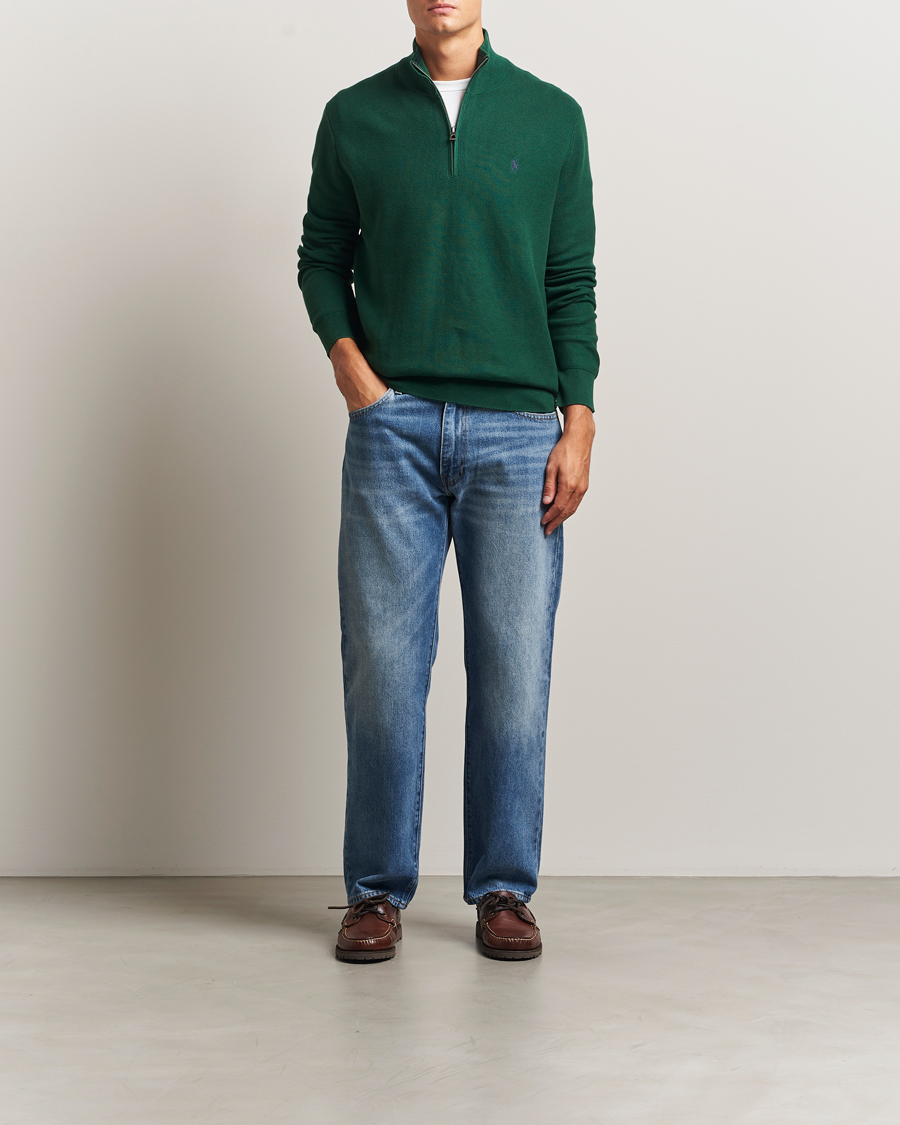 Men | Sweaters & Knitwear | Polo Ralph Lauren | Textured Half Zip Vintage Pine
