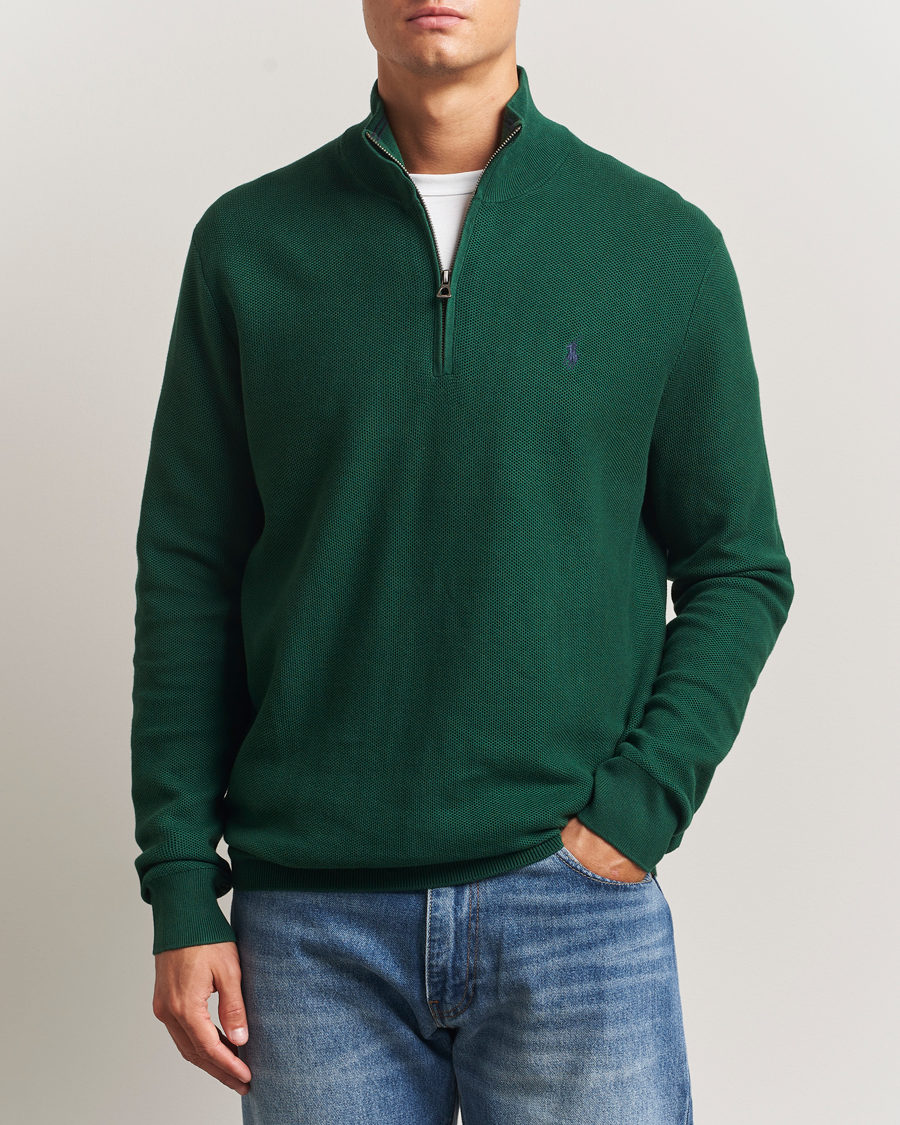 Men | Sweaters & Knitwear | Polo Ralph Lauren | Textured Half Zip Vintage Pine