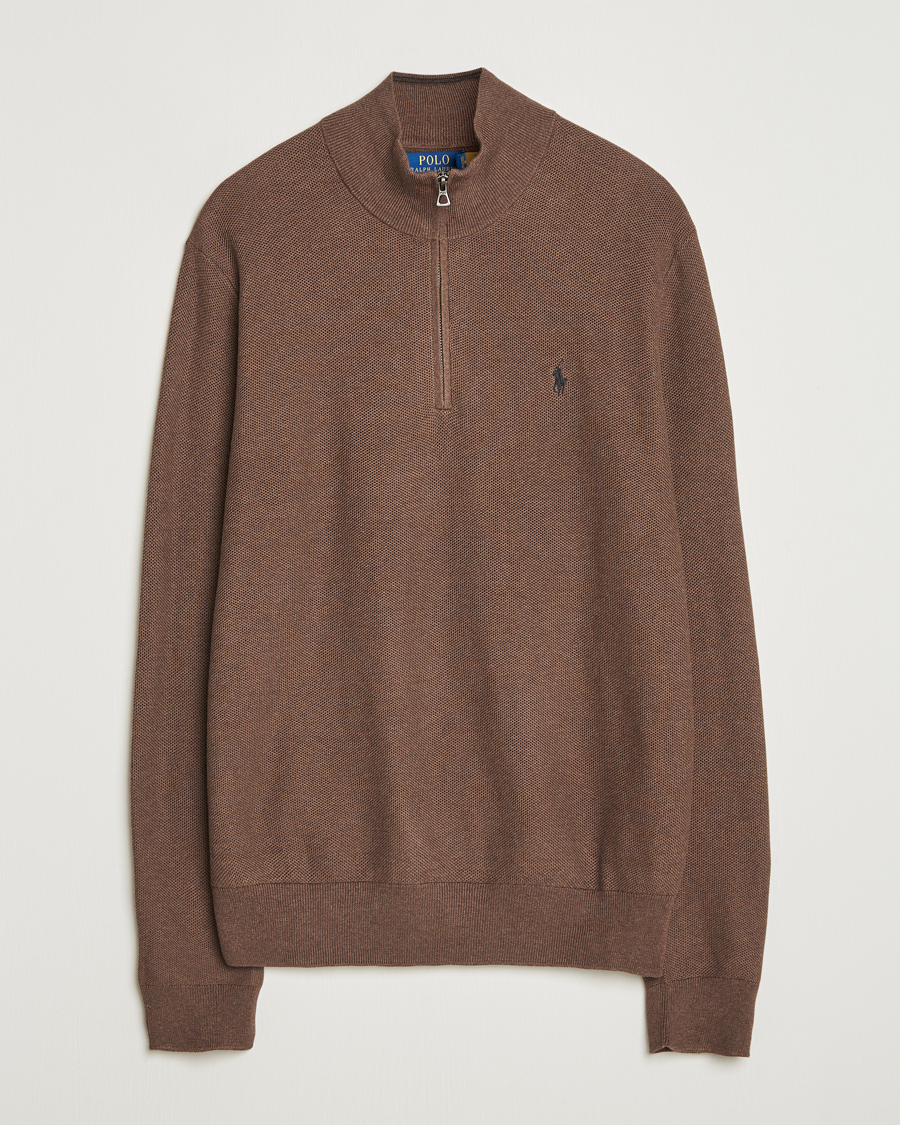 Polo Ralph Lauren Textured Half Zip Nutmeg Brown at CareOfCarl.com