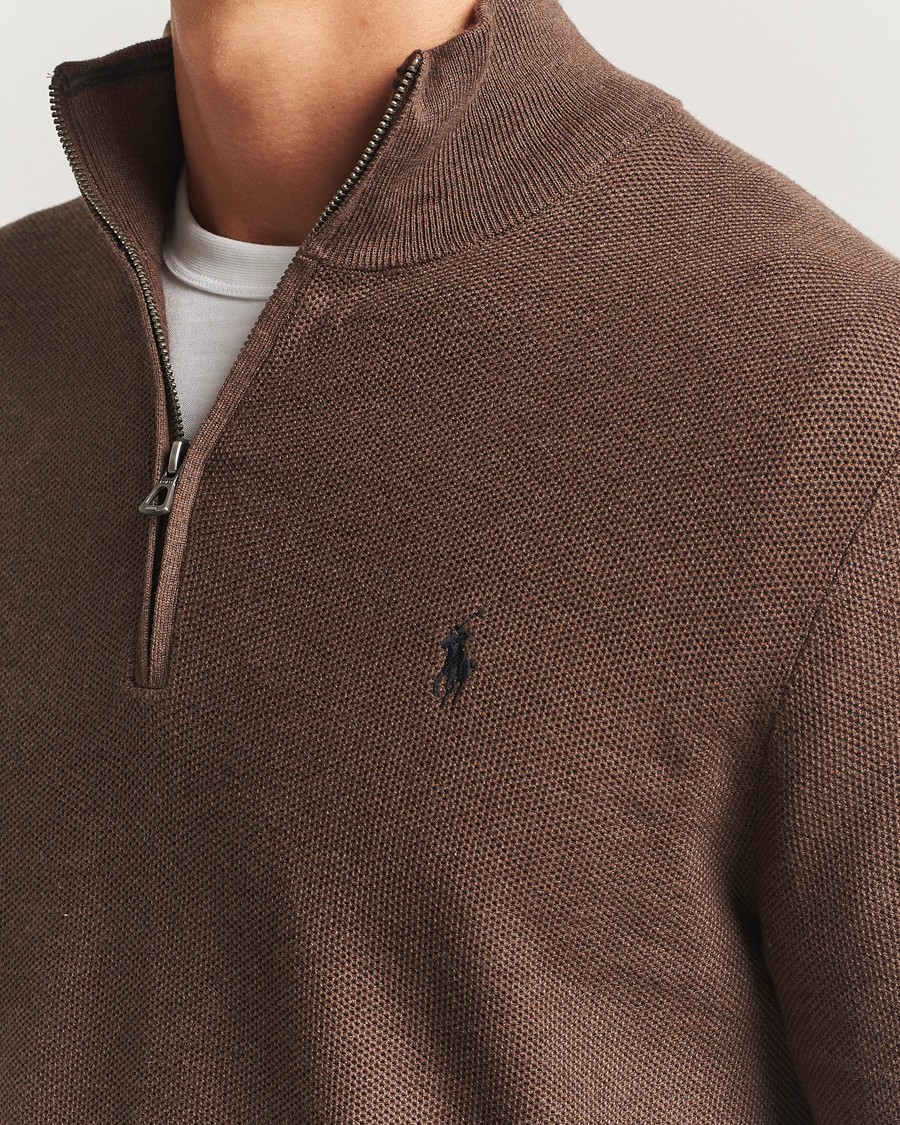 Men | Sweaters & Knitwear | Polo Ralph Lauren | Textured Half Zip Nutmeg Brown