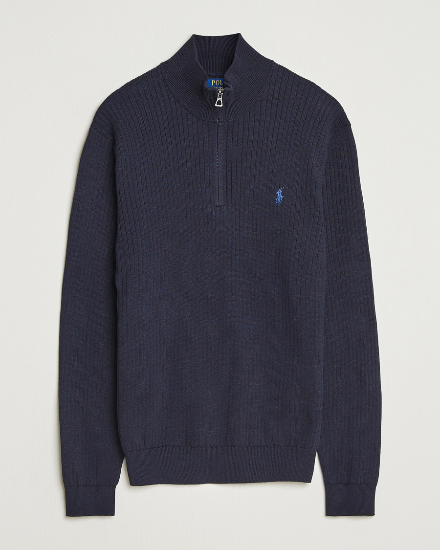 Men | Sweaters & Knitwear | Polo Ralph Lauren | Cotton Half Zip Navy Heather
