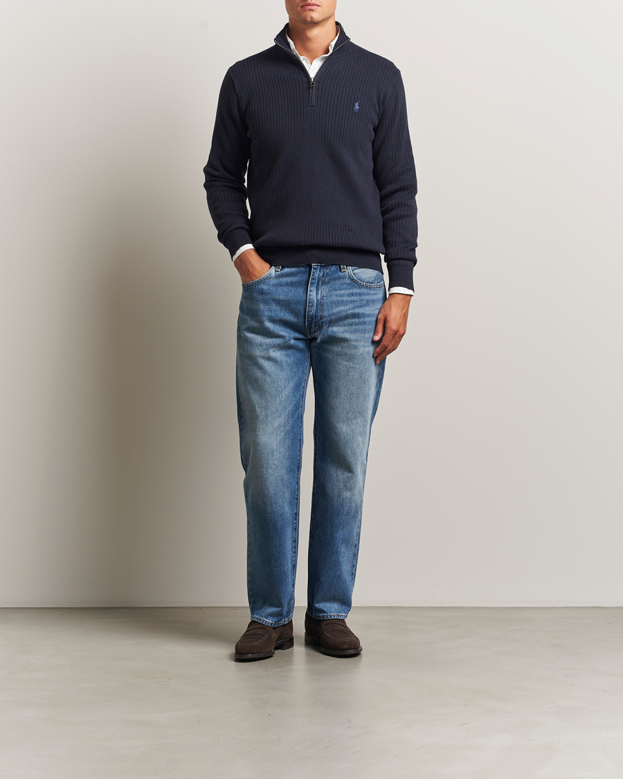Men | Sweaters & Knitwear | Polo Ralph Lauren | Cotton Half Zip Navy Heather