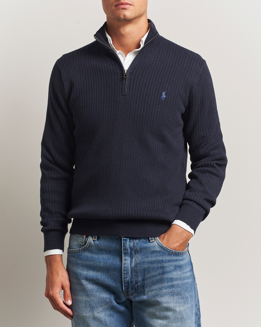 POLO RALPH LAUREN カラーネイビー Polo Ralph Lauren Cotton Half Zip Navy Heather at CareOfCarl.com