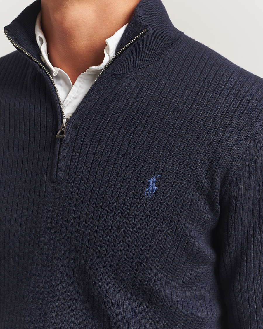Men | Sweaters & Knitwear | Polo Ralph Lauren | Cotton Half Zip Navy Heather