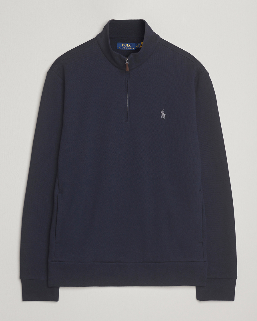 Men | Sweaters & Knitwear | Polo Ralph Lauren | Double Knit Jaquard Half Zip Sweater Aviator Navy
