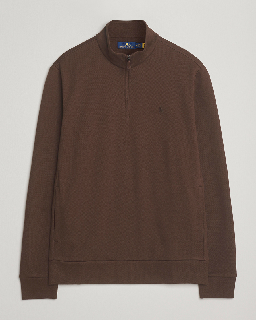Men | Sweaters & Knitwear | Polo Ralph Lauren | Double Knit Jaquard Half Zip Sweater Nutmeg Brown