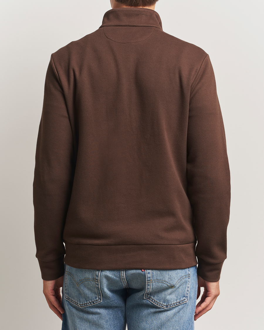 Men | Sweaters & Knitwear | Polo Ralph Lauren | Double Knit Jaquard Half Zip Sweater Nutmeg Brown