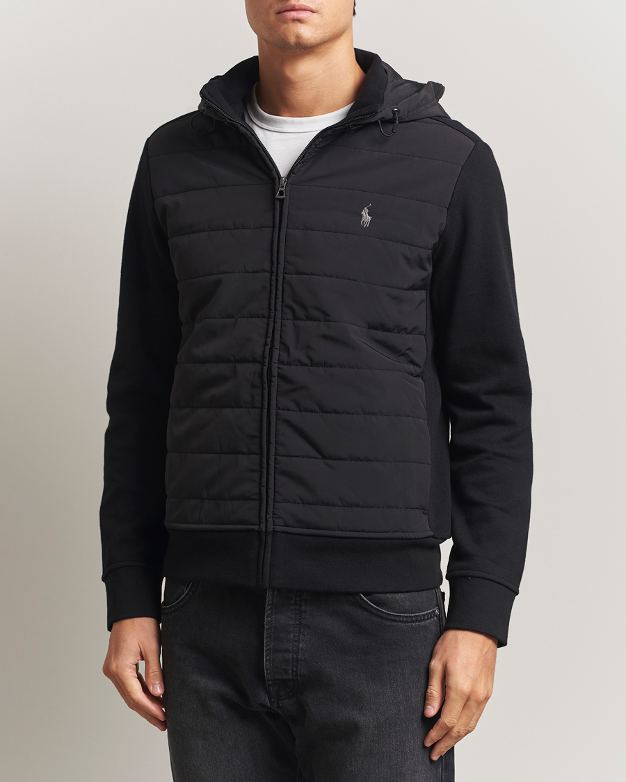 Men | Sweaters & Knitwear | Polo Ralph Lauren | Hybrid Jacquard Full Zip Hoodie Polo Black