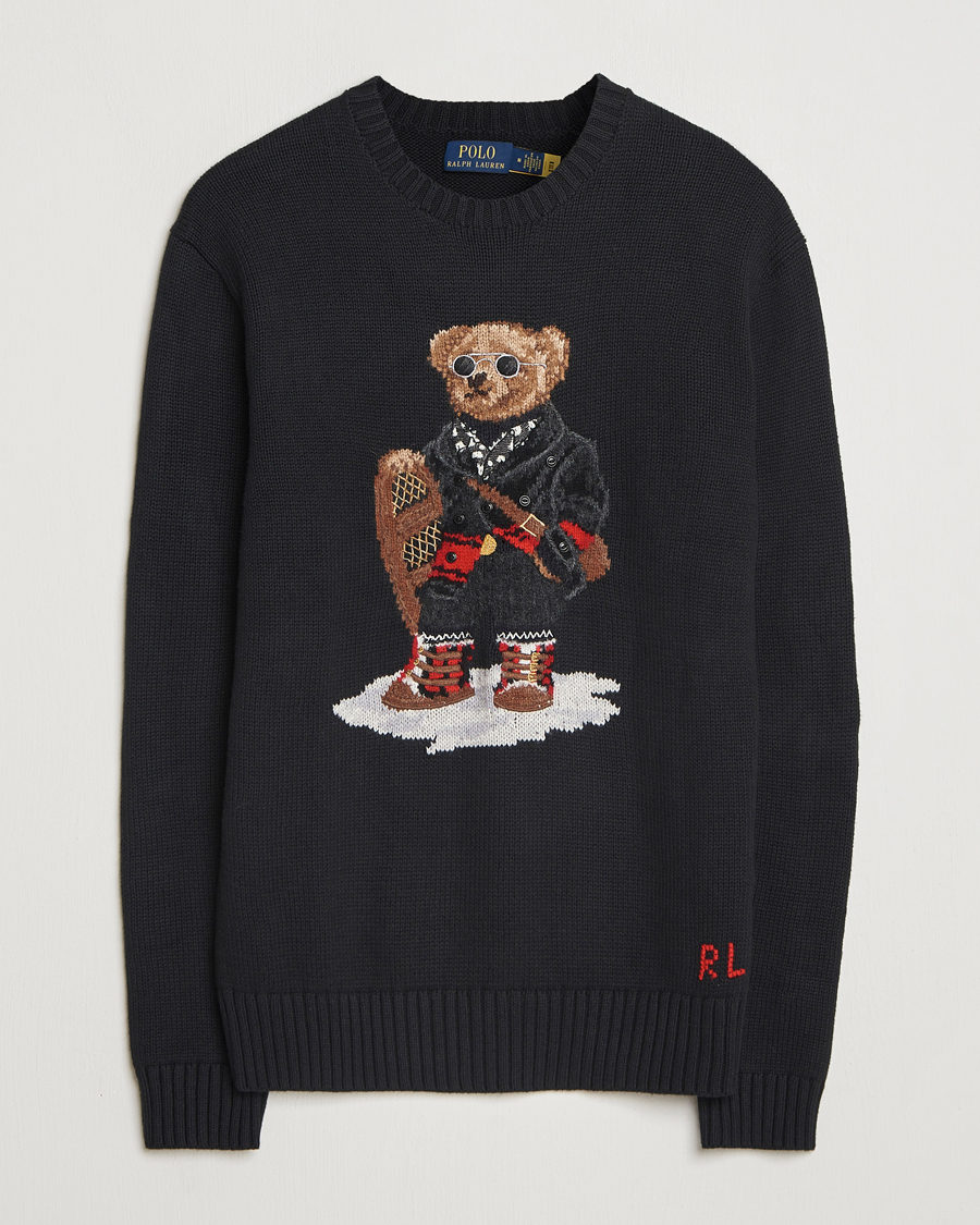 Polo Ralph Lauren Holiday Bear Cotton Sweater Polo Black at