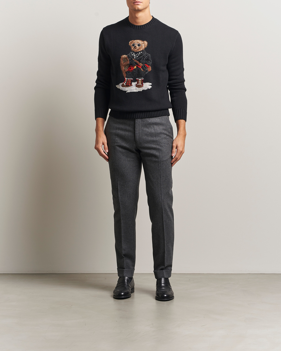 Men | Sweaters & Knitwear | Polo Ralph Lauren | Holiday Bear Cotton Sweater Polo Black