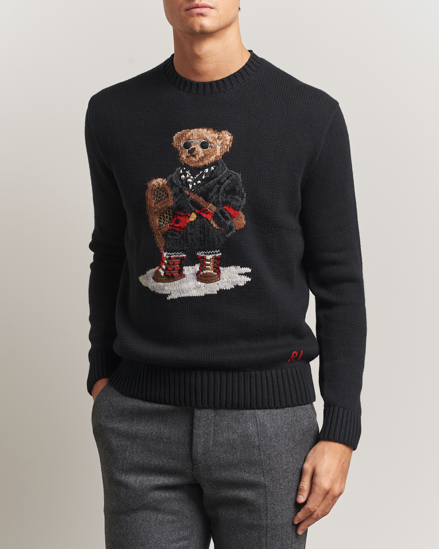 Polo Ralph Lauren Holiday Bear Cotton Sweater Polo Black at