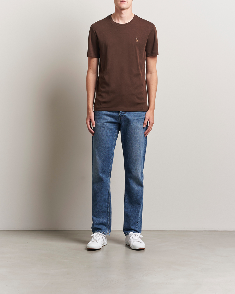Men | T-Shirts | Polo Ralph Lauren | Luxury Pima Cotton Crew Neck T-Shirt Nutmeg Brown