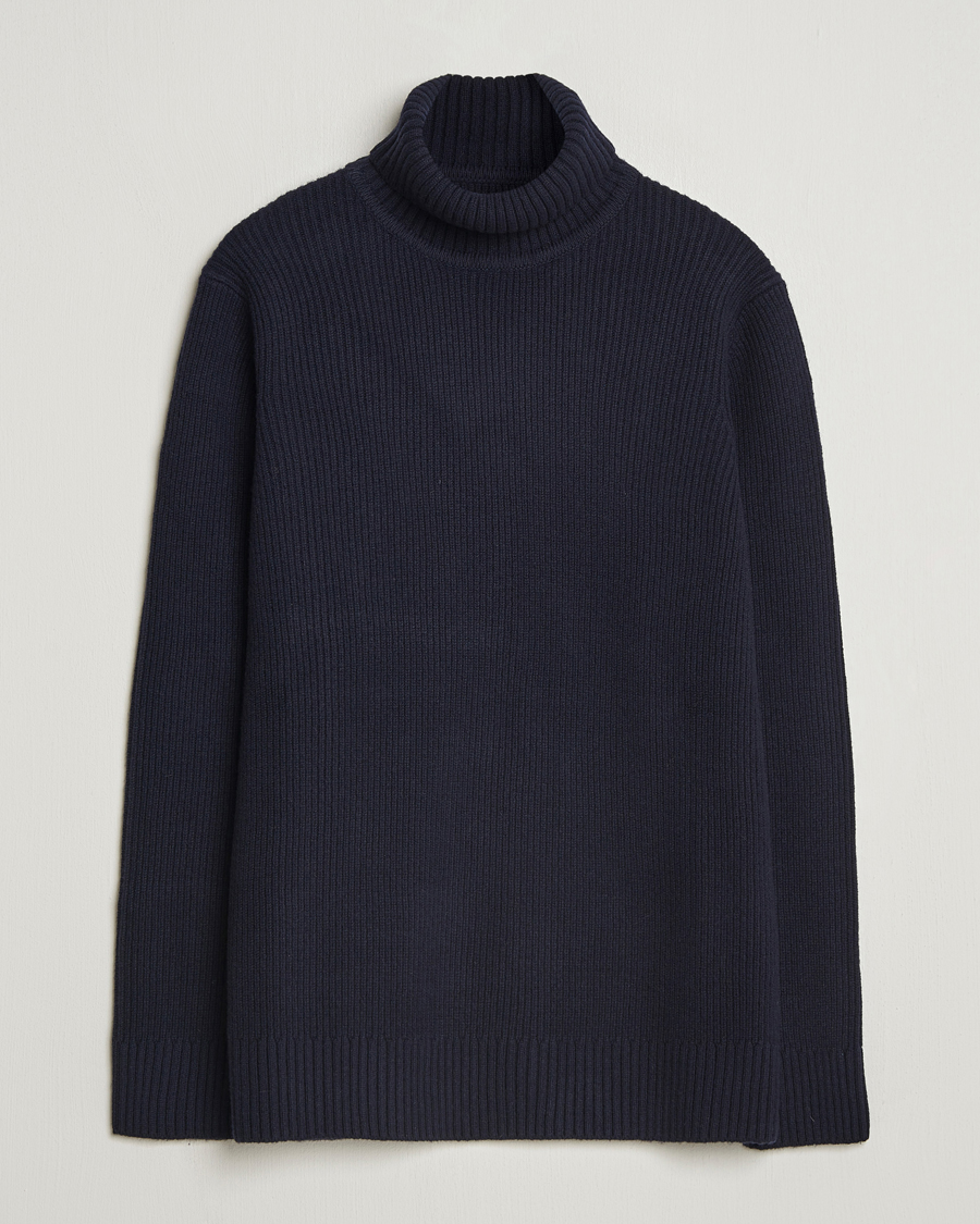 Men | Sweaters & Knitwear | Charles Tyrwhitt | Chunky Merino Roll Neck Navy