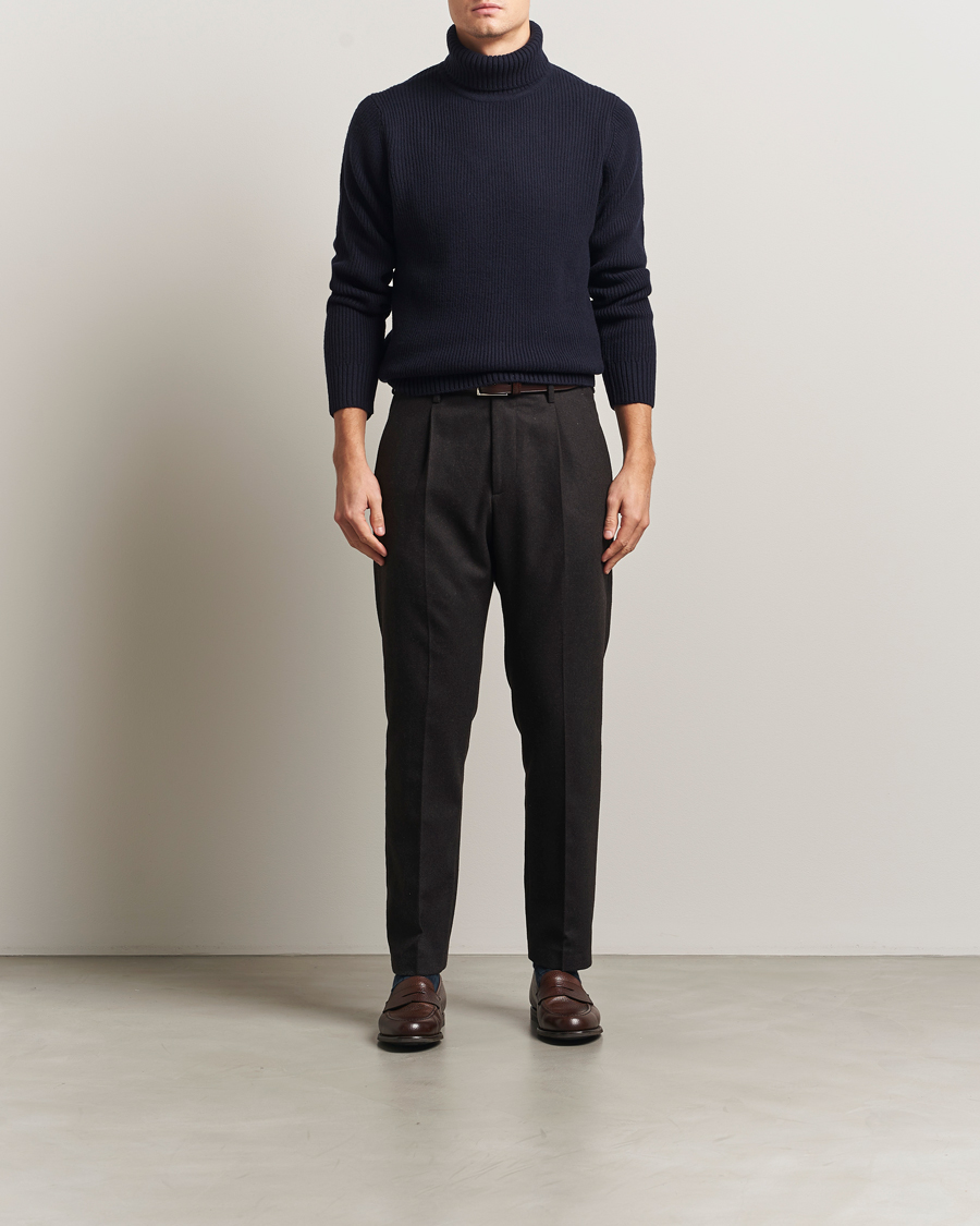 Men | Sweaters & Knitwear | Charles Tyrwhitt | Chunky Merino Roll Neck Navy