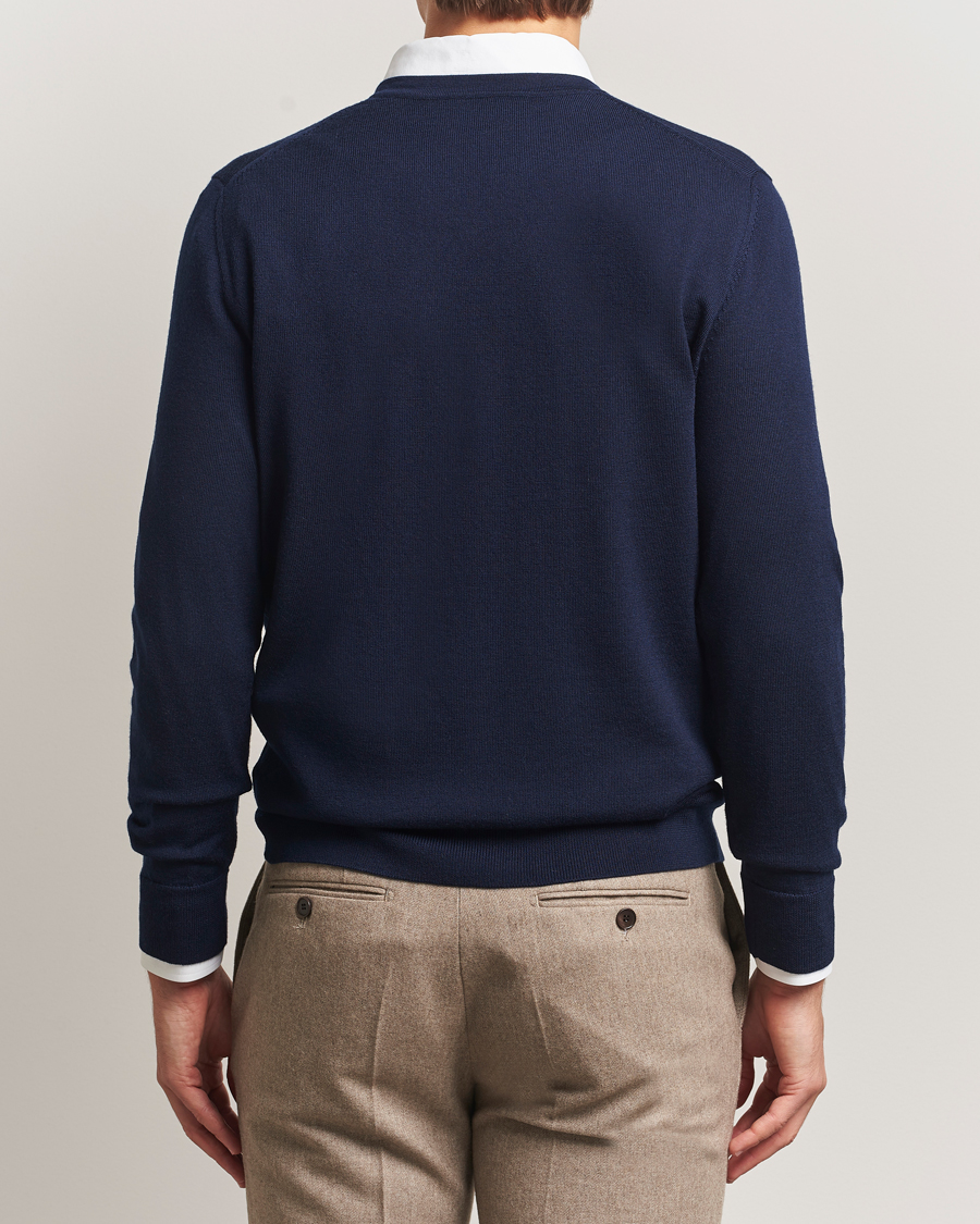 Men | Sweaters & Knitwear | Charles Tyrwhitt | Pure Merino V-Neck Jumper Navy
