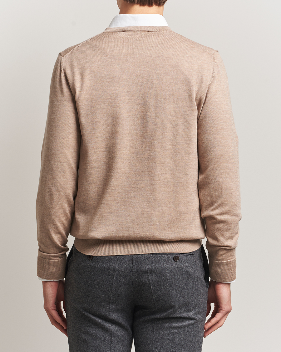 Men | Sweaters & Knitwear | Charles Tyrwhitt | Pure Merino V-Neck Jumper Oatmeal