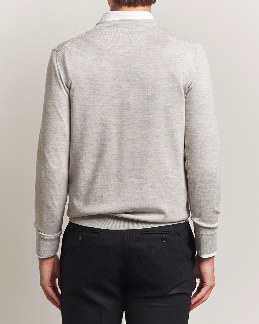Men | Sweaters & Knitwear | Charles Tyrwhitt | Pure Merino V-Neck Jumper Silver Grey