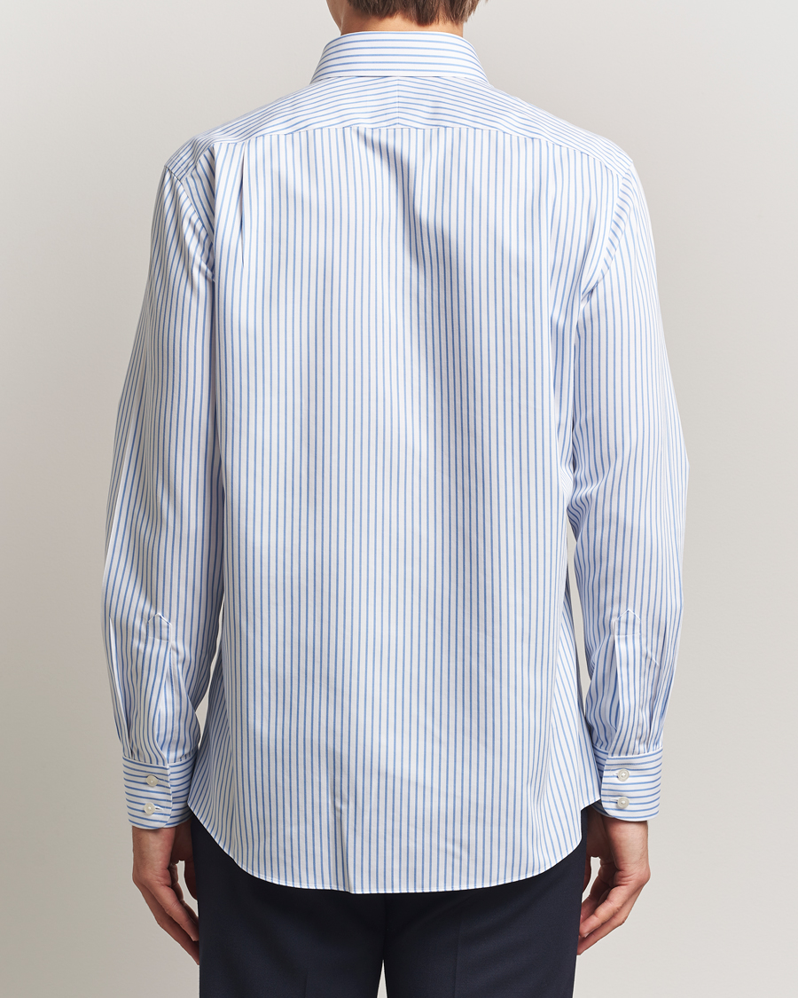 Men | Shirts | Charles Tyrwhitt | Slim Fit Non Iron Striped Twill Cut Away Shirt White/Sky