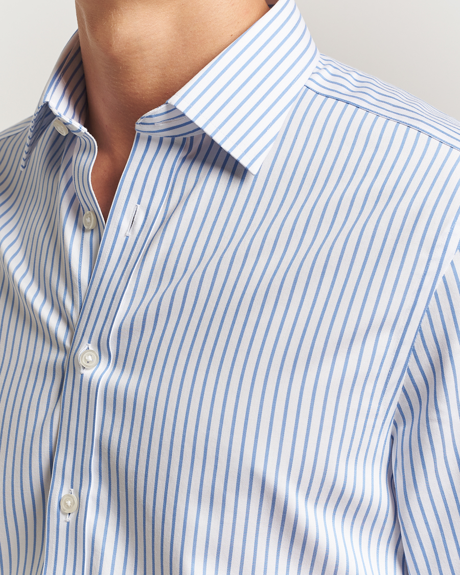 Men | Shirts | Charles Tyrwhitt | Slim Fit Non Iron Twill Stripe Shirt Blue