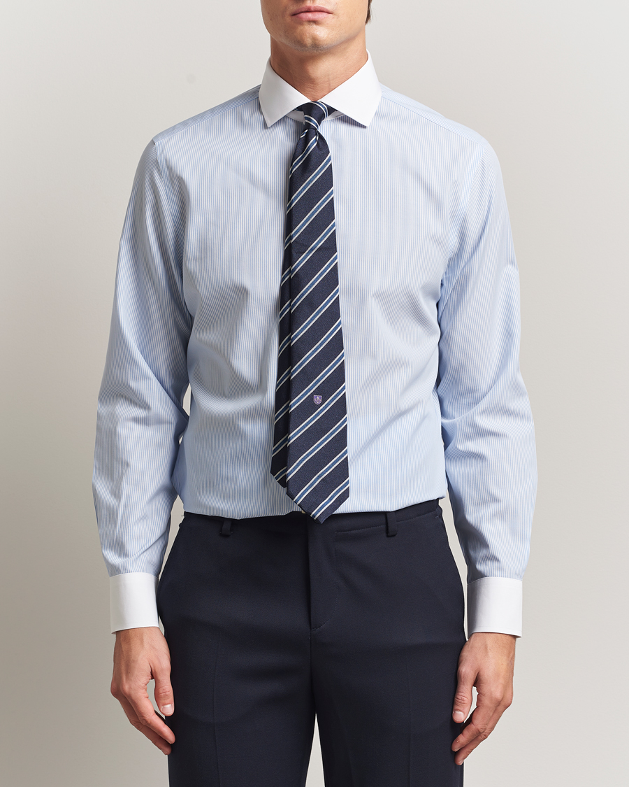 Men | Shirts | Charles Tyrwhitt | Slim Fit Non Iron Bengal Stripe Winchester Shirt Sky Blue