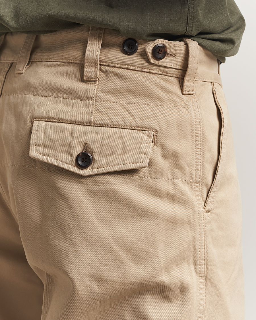 Drake's Flat Front Peached Cotton Chino Sand at CareOfCarl.com